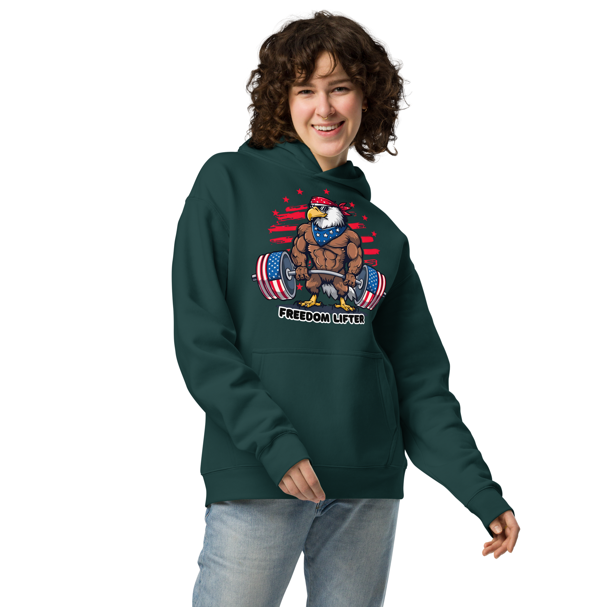Freedom Lifter - Unisex Oversized Hoodie – Patriotic Eagle Deadlift Graphic