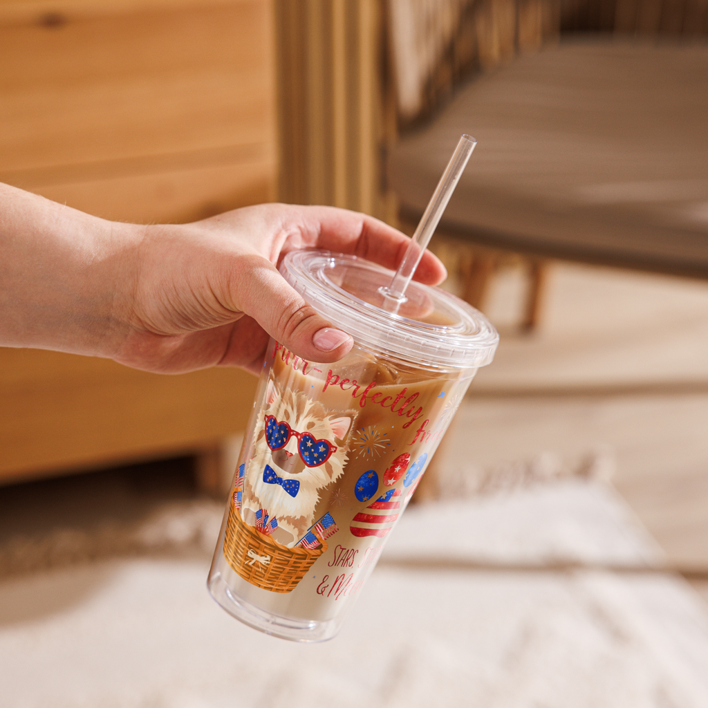 Purr-fectly Free – Clear Plastic Tumbler