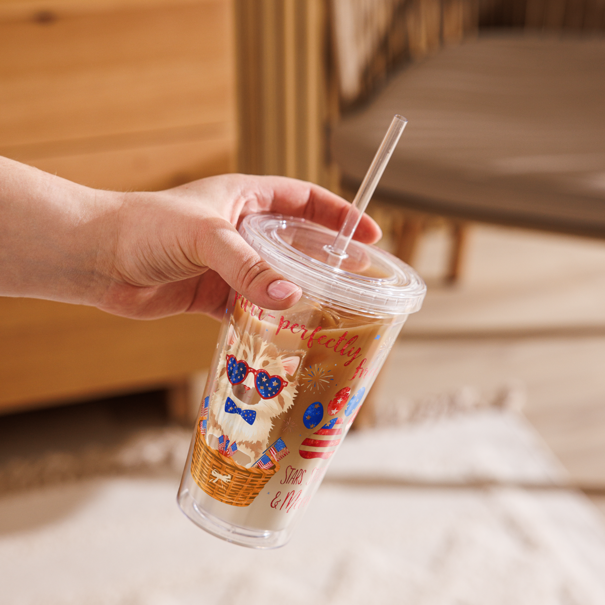 Purr-fectly Free – Clear Plastic Tumbler